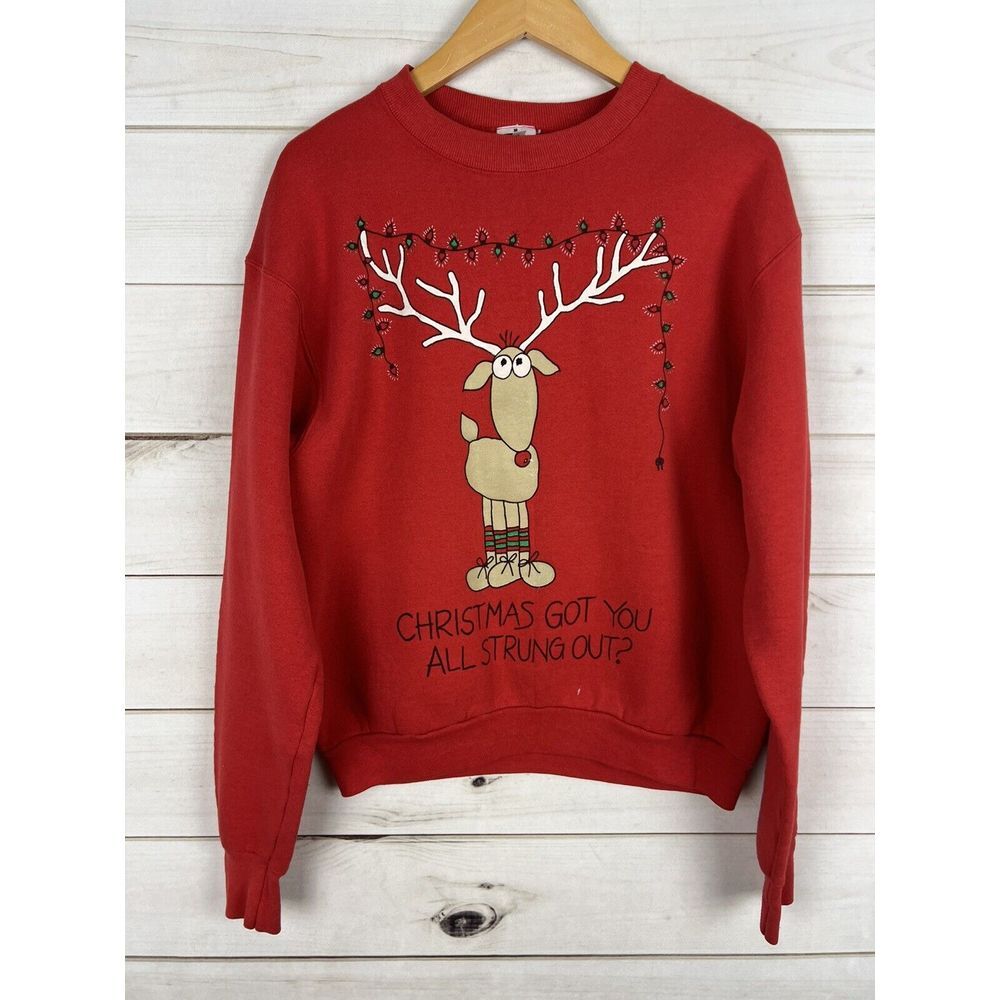 VTG Fun Tees Sweatshirt Adult M Christmas Got You All Strungout USA Pullover USA
